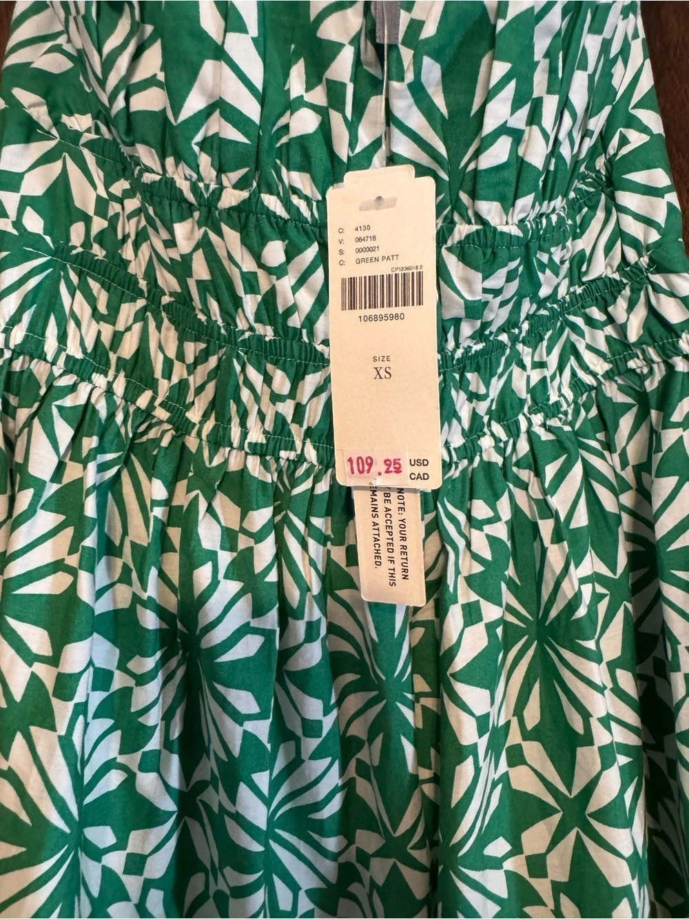 Anthropologie Somerset strapless Maxi Dress in Green & White Size XS NWT - Picture 3 of 3